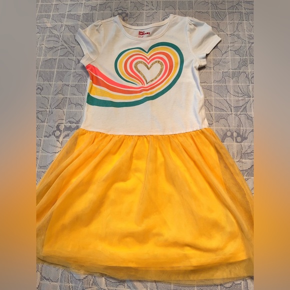 Little Girls Rainbow Heart Yellow Tutu Dress - Picture 2 of 3